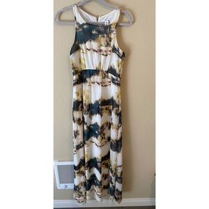 Bar III Artistic Brushstroke Maxi Dress - Blue, Gold, White